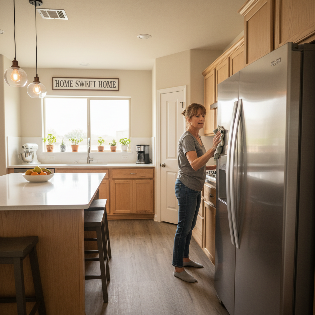 Homeowner performing maintenance on kitchen appliances to extend their lifespan